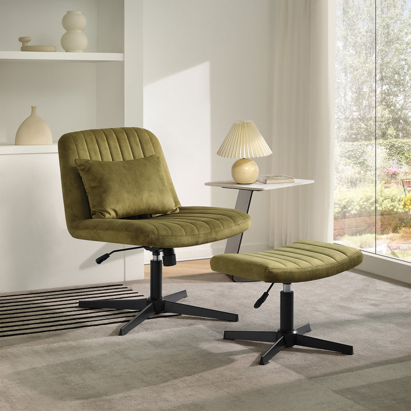 Willa Arlo Interiors Chatham Velvet Swivel Accent Chair with Ottoman